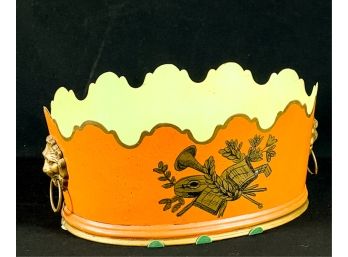 ITALIAN TOLE PLANTER w LIONS