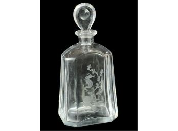 CRYSTAL ORREFORS DECANTER w FROSTED SEAHORSE