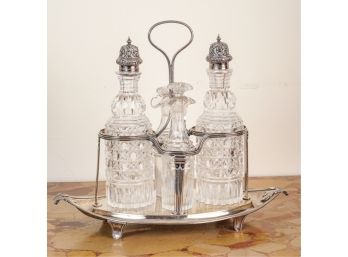 (18thC) WILLIAM FRISBEE STERLING SILVER CRUET SET