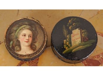FRENCH PAINTED TOLE TIN & ANOTHER