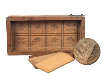 GROUPING of BUTTER STAMP, MOLD & GROOVED PADDLES