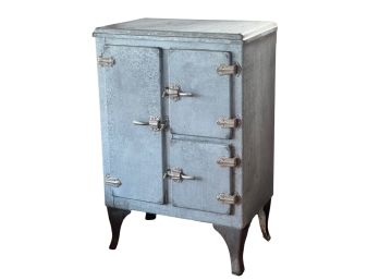 VINTAGE (3) DOOR GALVANIZED STEEL ICE BOX