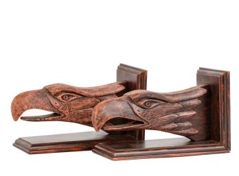 LATE 20th c COMPOSITION EAGLE HEAD BOOKENDS