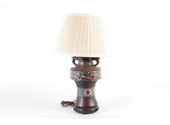 JAPANESE BRONZE CHAMPLEVE TABLE LAMP
