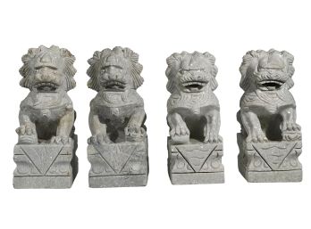 20th c (2) PR CARVED STONE FOO DOGS