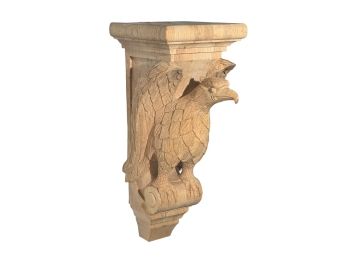 LATE 20th c CARVED OAK EAGLE WALL BRACKET/SHELF