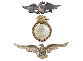 (3) PC VINTAGE LOT CAST EAGLES and MIRROR
