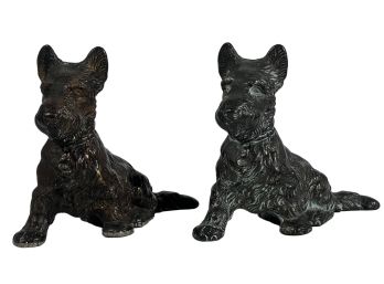 PR of VINTAGE CAST IRON SCOTTIE DOG BOOKENDS