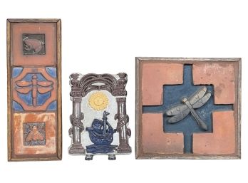 (3) FRAMED POTTERY TILES