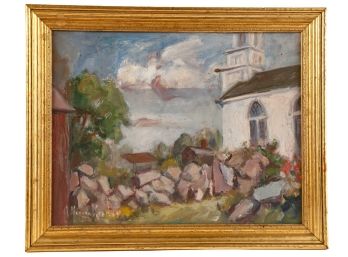 SIGNED and DATED 1938 CHURCH NEAR COAST