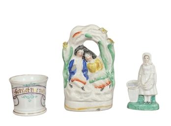 (2) STAFFORDHSIRE FIGURES & FORGET ME NOT MUG