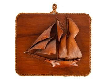VINTAGE WOODEN CLIPPER SHIP WALL MOUNT MODEL