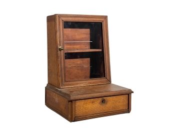 UNUSUAL ANTIQUE OAK TABLE TOP DISPLAY