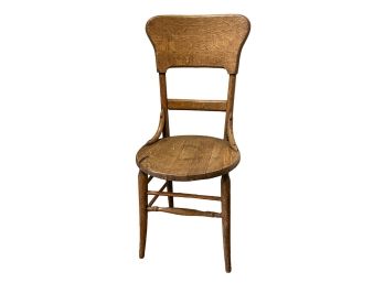 ANTIQUE OAK ROUND SEAT SIDE CHAIR