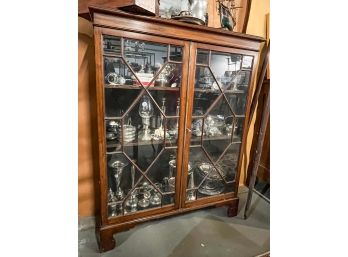 CUSTOM MAHOGANY (2) DOOR GLASS FRONT DISPLAY