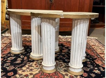 PAIR LOW COLUMN TRI LEG STANDS IN WHITE PAINT