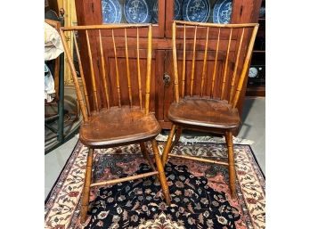 ANTIQUE PAIR COMB BACK WINDSOR SIDE CHAIRS