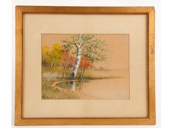WILLIS H. PLUMMER (1838-1935) WATERCOLOR LANDSCAPE