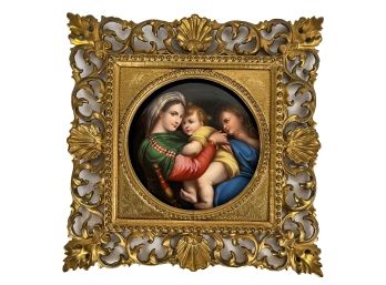 ANTIQUE FINE QUALITY FRAMED PAINTING ON PORCELAIN