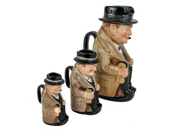 (3) VINTAGE WINSTON CHURCHILL ROYAL DOULTON TOBY