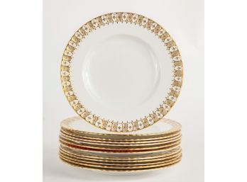 (12) ROYAL CROWN DERBY BONE CHINA 10 1/2' PLATES