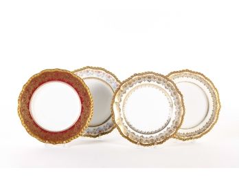 (4) LIMOGES DINNER PLATES IN 3 PATTERNS