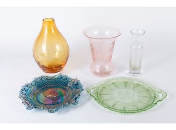 (5) PCS MISC 20th c GLASSWARE