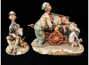 (2) VINTAGE CAPODIMONTE PORCELAIN BISQUE FIGURINES