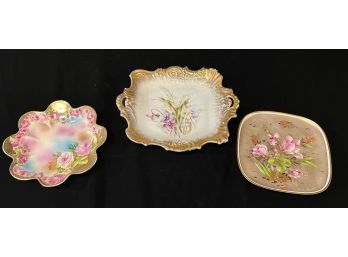 (3) PIECES VINTAGE HAND PAINTED CHINA