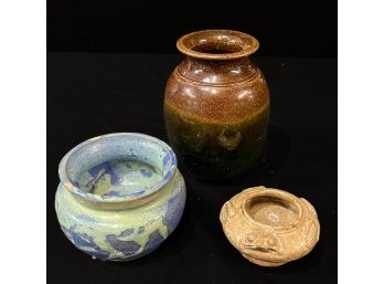 (3) VINTAGE ART POTTERY POTS