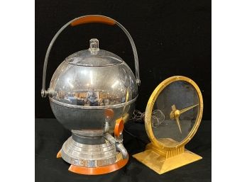 VINTAGE DECO CLOCK AND COFFEE PERCULATOR