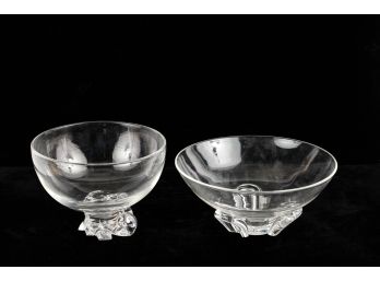 (2) VINTAGE SIGNED STEUBEN FOOTED GLASS BOWLS