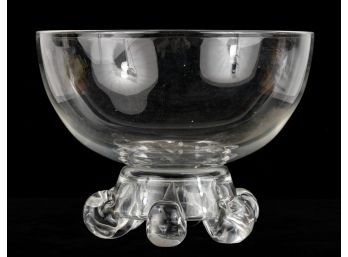 LARGE VINTAGE SIGNED STEUBEN FOOTED GLASS BOWL