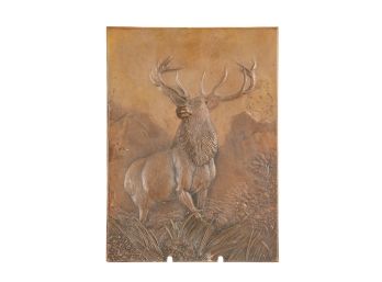VINTAGE BRONZE PLAQUE OF ELK