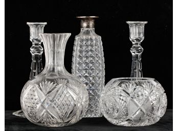 (5) VINTAGE PIECES CUT GLASS