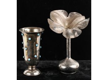 (2) SILVER METAL VASES