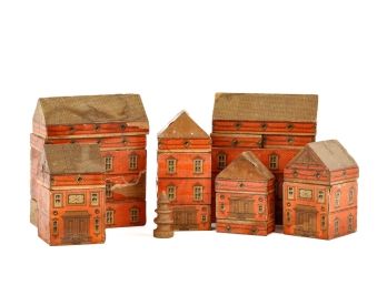 VINTAGE LITHOGRAPHED WOODEN BUILDING BLOCKS