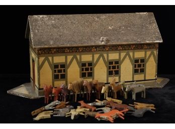 HAND-MADE AND PAINTED BARN AND ANIMALS #2