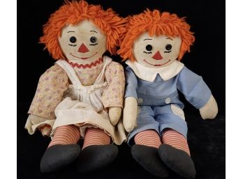VINTAGE HAND-MADE RAGGEDY ANN AND ANDY DOLLS