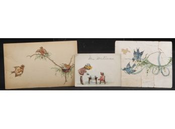 VINTAGE U.S. POSTAGE STAMP ART ON POSTCARDS