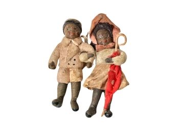 VINTAGE PAIR RUSSIAN CHRISTMAS TREE ORNAMENTS