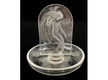 VINTAGE SIGNED LALIQUE FRANCE GLASS PIN TRAY