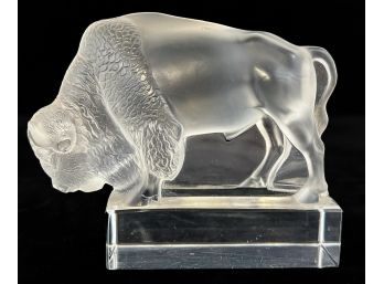 VINTAGE SIGNED LALIQUE FRANCE BUFFALO