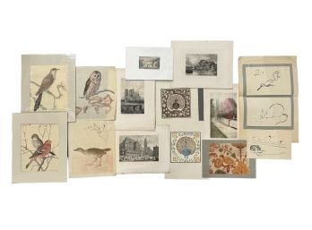 (15) VINTAGE WATERCOLORS & ENGRAVINGS