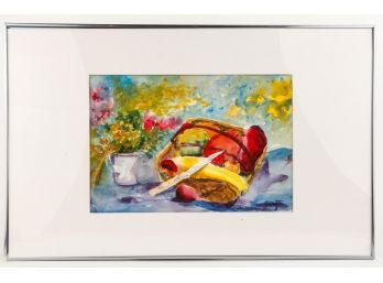 ROBERT E. GERTZ 'PICNIC PLANNED' WATERCOLOR