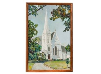 'WHITE CHURCH' OIL on CANVAS SIGNED LAIDLAW