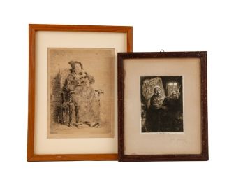 (2) VINTAGE ETCHINGS INCLUDING 'PROSIT'