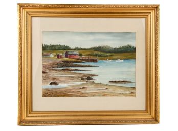 VINTAGE GERTRUDE E. EASTMAN SHORELINE WATERCOLOR