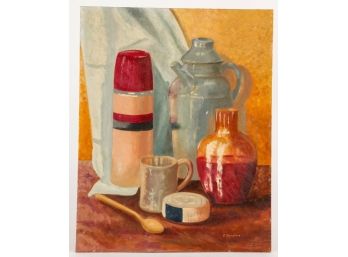 VINTAGE P. DONAHUE OIL on BOARD STILL LIFE
