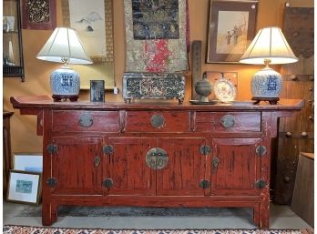 CUSTOM ASIAN ALTAR TABLE IN RED